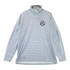 サイズ：3L LE COQ GOLF ルコックゴルフ  ハイネック 長袖Tシャツ ロゴ刺繍 ボーダー柄 ブルー系 [240101629685] ゴルフウェア メンズ ストスト