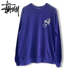 OLD STUSSY 90s 白タグ USA製 XL ネイビー ストックロゴ スウェット