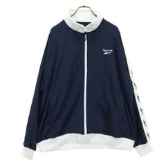 Reebok リーボック バイカラー 刺繍ロゴ 長袖 トラックジャケット L ネイビー メンズ 古着