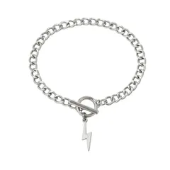[AREUM] ブレスレット 稲妻 雷 マンテル メンズ チェーン OTフック 留め具 シルバー 合金製 アクセサリー 