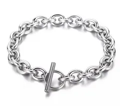 ブレスレット メンズ レディース 人気 チェーンアクセサリー マンテル OTフック ステンレス シルバー 高見え お洒落 (幅 8mm, 17.00, センチメートル) [17] [幅 8mm]