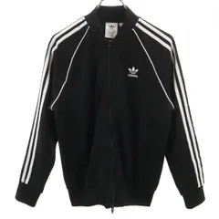 adidas アディダス トレフォイルロゴ ジャージジャケット M ブラック系 3ライン レディース 古着