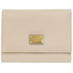美品 ドルチェアンドガッバーナ レザー ベージュ 三つ折り財布 0918 DOLCE&GABBANA