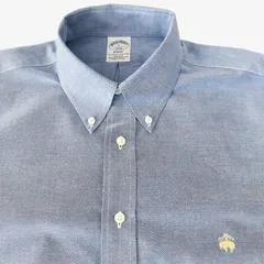 【L】Brooks Brothers（ブルックスブラザーズ）ポロカラーBDシャツ ブルー / Regent Fit / Non-Iron / Supima Cotton 100% GF刺繍 オックスフォード ポケットなし メンズXL相当