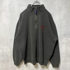 古着 used　FILA フィラ　長袖ハーフジップスウェット　トレーナー　ワンポイントロゴ刺繍　コットン　ハイネック　Lサイズ【値引き交渉OK！】