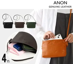 ANON アノン ゴートレザー・袋縫いミニショルダーバッグ（横型） 革 ユニセックス 携帯電話 斜めがけ バッグ 革 レザー クリスマス 誕生日 プレゼント sl-g-1729
