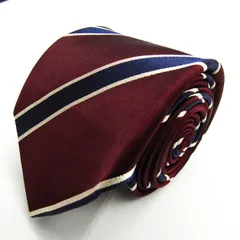 ブラックレーベル・クレストブリッジ ブランド ネクタイ ストライプ柄 シルク PO メンズ ワインレッド BLACK LABELCRESTBRIDGE 【中古】