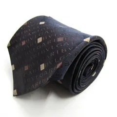 ブルガリ ブランド ネクタイ セッテピエゲ ロゴ 総柄 シルク イタリア製 PO メンズ ネイビー BVLGARI 【中古】