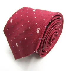 ポールスミス ブランド ネクタイ ドット 動物柄 ウサギ 小紋柄 シルク PO メンズ レッド Paul Smith 【中古】