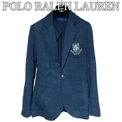 POLO RALPH LAUREN ポロラルフローレン エンブレムワッペン スウェットテーラードジャケット ブレザー コットン レーヨン ダークグレー カットソー素材 レディース