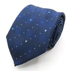 ディズニー ブランド ネクタイ ミッキー チェック柄 ドット 小紋柄 格子柄 PO メンズ ネイビー Disney 【中古】