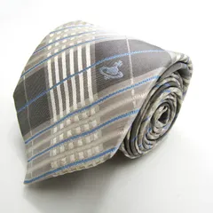 ヴィヴィアンウエストウッド ブランド ネクタイ オーブ柄 チェック柄 格子柄 イタリア製 PO メンズ グレー Vivienne Westwood 【中古】