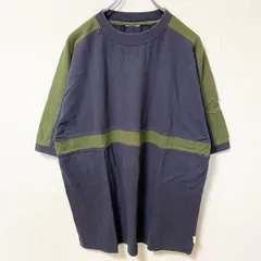 古着 used　半袖Tシャツ　レトロデザイン　クルーネック　シンプル　ネイビー　カーキ　ビックシルエット　XLサイズ【値引き交渉OK！】