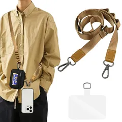 【新品】 [Ganve] スマホストラップ 斜めがけ 首掛け 肩掛け 全機種対応 携帯ストラップ 太め 長い 140cm 幅 2cm ナイロン ショルダーベルト 単品 丈夫な サコッシュ用紐 長さ調節可能 スマホショルダー 軽量 ショルダーストラップ バッ 0