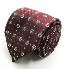 カナーリ ブランド ネクタイ 総柄 ドット 小紋柄 花柄 シルク イタリア製 PO メンズ ワインレッド CANALI 【中古】のサムネイル