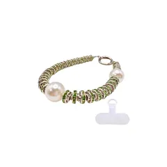 【新品】 [grooblue] スマホストラップ 手首 キラキラ ビーズ ハンドストラップ かわいい おしゃれ レディース 携帯ストラップ カメラ 鍵 マスコット ギフトにも最適 エメラルドグリーン 1