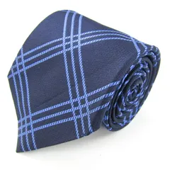 バーバリーロンドン ブランド ネクタイ チェック柄 格子柄 シルク PO メンズ ネイビー BURBERRY LONDON 【中古】