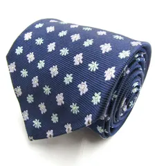 ポールスミス ブランド ネクタイ 総柄 小紋柄 花柄 PO メンズ ネイビー Paul Smith 【中古】