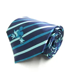 ディズニー ブランド ネクタイ セガ ミッキー ストライプ柄 キャラクター柄 PO メンズ ネイビー Disney 【中古】