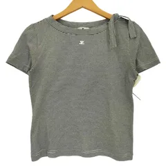 クレージュ courreges センターロゴ刺繍 ボーダーラメ 半袖カットソー レディース  9R