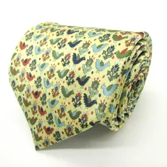 エスティーデュポン ブランド ネクタイ 総柄 花柄 動物柄 鳥 シルク PO メンズ ベージュ S.T. Dupont 【中古】のサムネイル