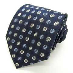 メイル&コー ブランド ネクタイ 花ドット柄 シルク PO メンズ ネイビー MALE & Co 【中古】