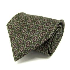 ジュンアシダ ブランド ネクタイ 総柄 ドット 小紋柄 シルク PO メンズ カーキ jun ashida 【中古】