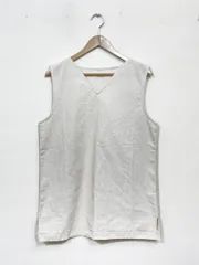 antiqua アンティカ ポリエステル 麻 ベスト sizeL-XXL/クリーム ■■ レディース