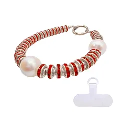 【新品】 [grooblue] スマホストラップ 手首 キラキラ ビーズ ハンドストラップ かわいい おしゃれ レディース 携帯ストラップ カメラ 鍵 マスコット ギフトにも最適 ローズレッド 1