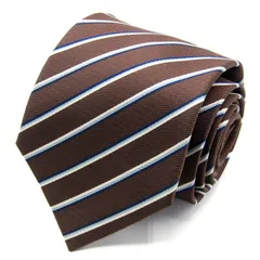 タカキュー ブランド ネクタイ ストライプ柄 グラデーション シルク PO メンズ ブラウン TAKA Q 【中古】