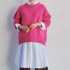Green Label Relaxing GLR SERENITY グリーンレーベルリラクシング ユナイテッドアローズ セレニティ クルーネック プルオーバー ニット ウール 100% ピンク 本田翼着用 3613-119-2331