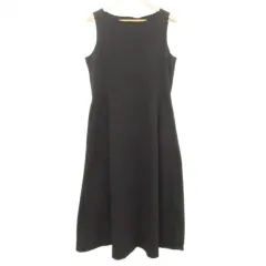 ユニクロ UNIQLO エアリズム AIRism タグ付き ノースリーブ フレア ワンピース ロング 薄手 L 黒 ブラック ■GY54