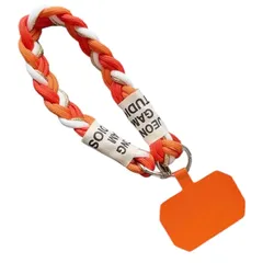 【新品】 [HANA's shop] スマホ ハンドストラップ 太め 編み込み 手首 3色 落下防止 iPhone/Android 対応 全機種対応 可愛い 韓国風 携帯ストラップ スマホアクセサリー (オレンジ) 0