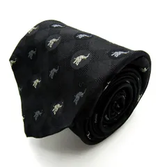 ジムトンプソン ブランド ネクタイ 総柄 どっと 動物柄 ゾウ 小紋柄 タイ製 PO メンズ ブラック JIM THOMPSON 【中古】