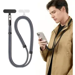 【新品】 [KAruim] スマホストラップ iPhone 17 シリーズにも対応 ショルダー 首掛け ストラップ 長さ調節可能 透明TPU+金属製タグパッチ 2枚入り ネックストラップ ショルダー スマホ iPhone 17 16 15 14 pro m 0