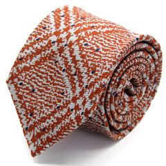 メイル&コー ネクタイ ブランド 総柄 チェック柄 シルク PO メンズ オレンジ MALE & Co 【中古】