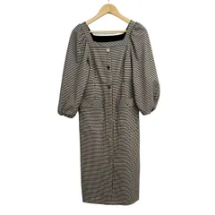 ダイアグラム ワンピース サイズ36 S レディース美品  - ベージュ×ダークブラウン×マルチ 長袖/ロング/千鳥格子柄
