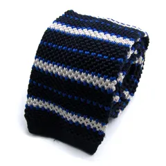 ヴァン ネクタイ ブランド ニットタイ ボーダー柄 シルク PO メンズ ネイビー VAN 【中古】