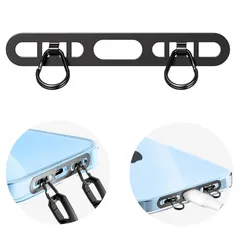 【新品】 [Turkalla] スマホ ストラップホルダー 2口タイプ ダブルリング タグパッチ 極薄0.4mm ステンレス製 薄型 丈夫 充電影響なし落下紛失防止 スマホショルダーストラップ 携帯ストラップホルダー 0