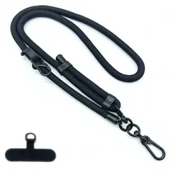 【新品】 [F FUTURE] スマホショルダー 長さ調整可能 直径10mm スマホストラップ アウトドア ショルダーストラップ 携帯ストラップ 紐 斜めがけ 肩掛け 首掛け 落下防止 全機種対応 (ブラック, 長さ調整可能太め10ｍｍ) 0