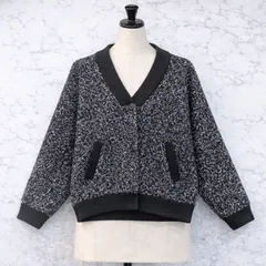 ニット風カーディガン ブラック・ホワイト