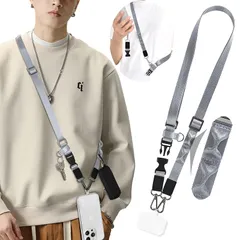 【新品】 [Ganve] スマホストラップ 斜めがけ 首掛け 肩掛け 【バックル 】 全機種対応 携帯ストラップ 太い 幅2cm 多機能 ナイロン ショルダーベルト 丈夫 登山 サコッシュ用紐 長さ調節可能 スマホショルダー 軽量 耐久性 ネックストラップ 0