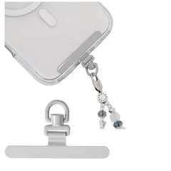 【新品】 スマホ ストラップホルダー 【極薄0.2mm・360°旋回式・浮きなし曲がれ設計】金属製タグパッチ ステンレス鋼 メッキ仕上げ 携帯ストラップホルダー 薄型 丈夫10kgまでの荷重量 スマホケースに挟む 全機種対応 充電影響なし 落下紛失防止 シ 1