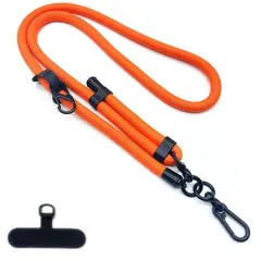 【新品】 [F FUTURE] スマホショルダー 長さ調整可能 直径10mm スマホストラップ アウトドア ショルダーストラップ 携帯ストラップ 紐 斜めがけ 肩掛け 首掛け 落下防止 全機種対応 (オレンジ, 長さ調整可能太め10ｍｍ) 0