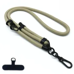 【新品】 [F FUTURE] スマホショルダー 長さ調整可能 直径10mm スマホストラップ アウトドア ショルダーストラップ 携帯ストラップ 紐 斜めがけ 肩掛け 首掛け 落下防止 全機種対応 (ベージュ, 長さ調整可能太め10ｍｍ) 0