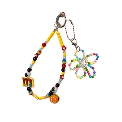 【新品】 [EZ PEACH] ストラップ スマホ 手首 落下防止 携帯 ハンドストラップ かわいいクリスタルビーズ織り 蝶結び 女の子 吊り下げペンダント装飾 落下防止 カラフルビーズ パール 可愛い 全機種対応 (飴玉) 1