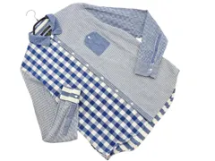 R.NEWBOLD アールニューボールド クレイジー チェック ストライプ シャツ sizeL/白ｘ青 ■◇ メンズ