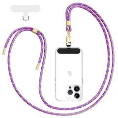 【新品】 [Qyoocom] スマホストラップ 首掛け/肩掛け (ストラップ ホルダー 付*2枚) スマホストラップ 人気 可愛い 軽量 携帯ストラップ 斜めがけ 首から下げる 長さ調整可能 着脱簡単断裂を防ぐ 耐久性 全機種対応 (パープル/ゴールド)