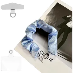 【新品】 [oioiso] スマホストラップ 手首 シュシュ ハンドストラップ おしゃれ かわいい スマホ落下防止 ストラップホルダー 韓国 レディース 女性 携帯ストラップ スマホアクセサリー 手ぶら アタッチメント付き (海ブルー)