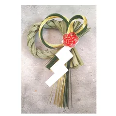 NEKOMI 【ハンドメイド作品】umemusubi shimenawa 凛としたおしゃれなモダンしめ縄 お正月飾り 玄関 おしゃれしめ縄 リース シンプルモダン人気しめ飾り (緑金水引)